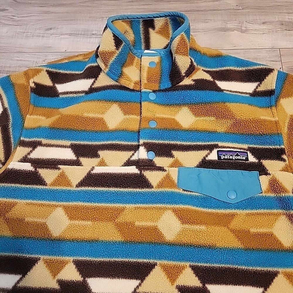 Patagonia Synchilla Sweater Womens Medium Miticolor Aztec Snap T Fleece Pullover